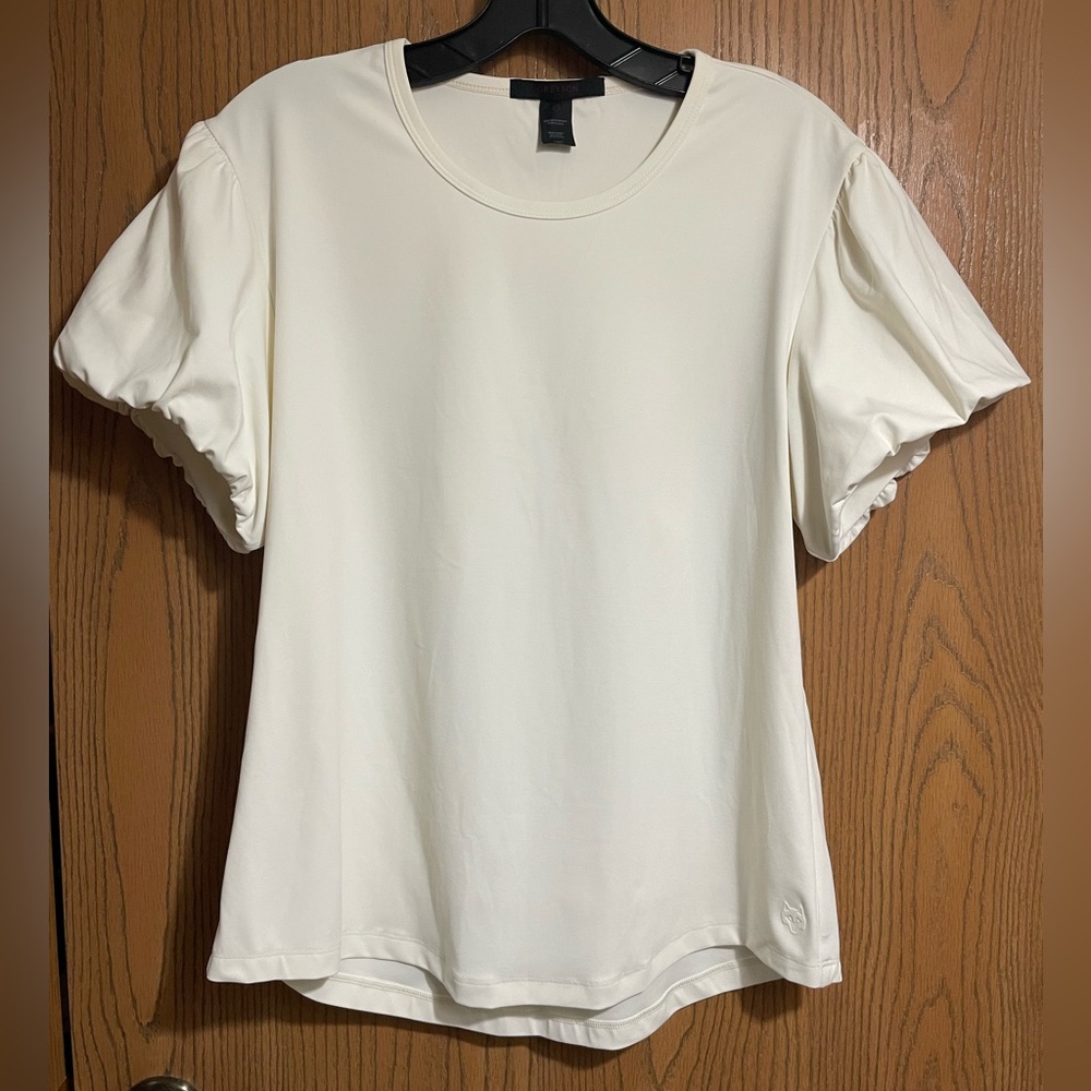 EIC Greyson Blouse in Ivory with Short Puffed Sleeves
